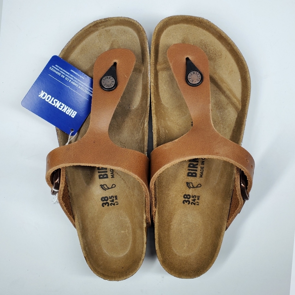 New Birkenstock Gizeh Antique Brown Leather Sandal - Picture 2 of 5